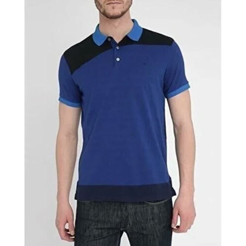 Marc by Marc‎ Jacobs Men's Color Block Logo Polo in Mazarine Blue Multi XS $98